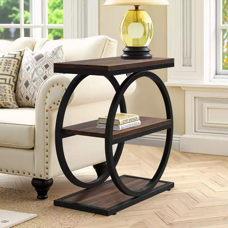MAYEERTY 2-Pack Rustic Side Table Open Shelf Waterproof Anti-Slip Stable Design