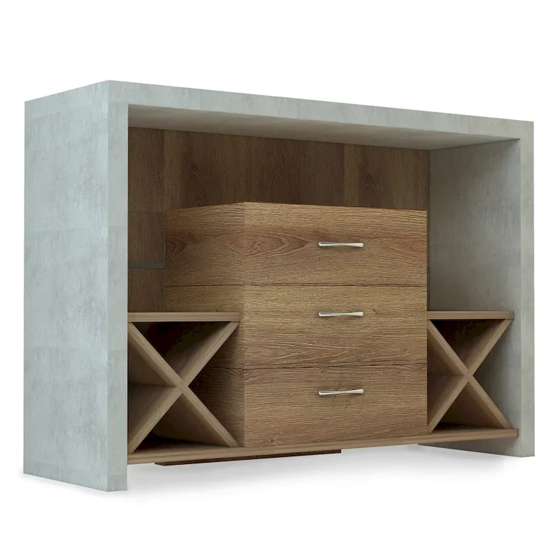 Furniture of America Mystal Industrial Concrete-like 3-drawer Buffet