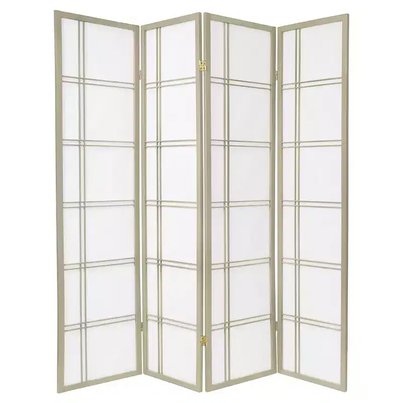 6 ft. Tall Double Cross Shoji Screen - Gray (4 Panels)