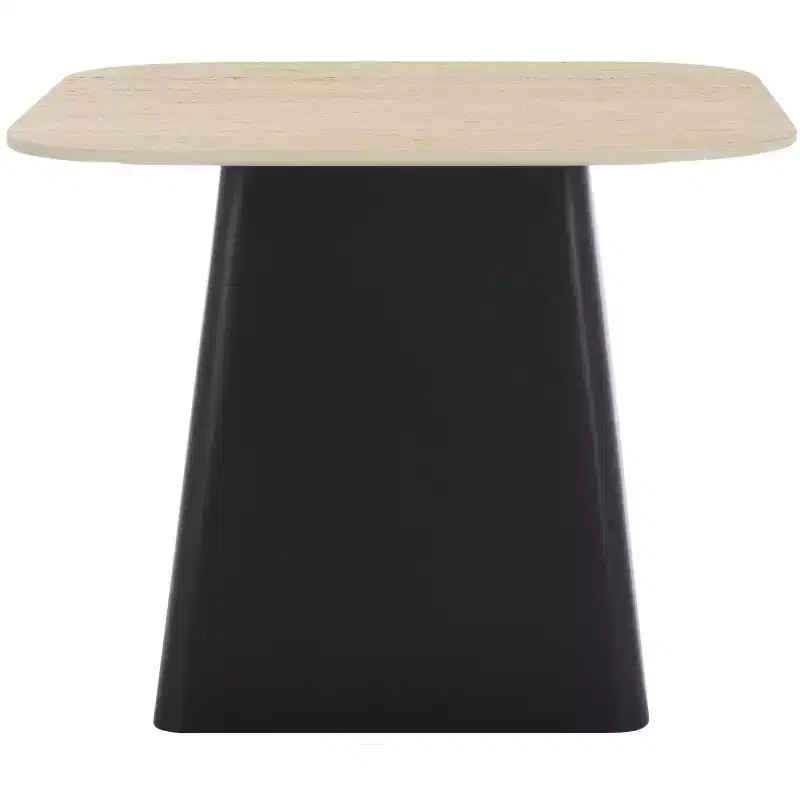 Fedo Modern Porcelain Side Table – Beige & Black Iron Frame, 19.7