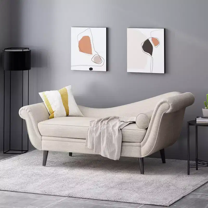 Contemporary Chaise Lounge with Scroll Arms