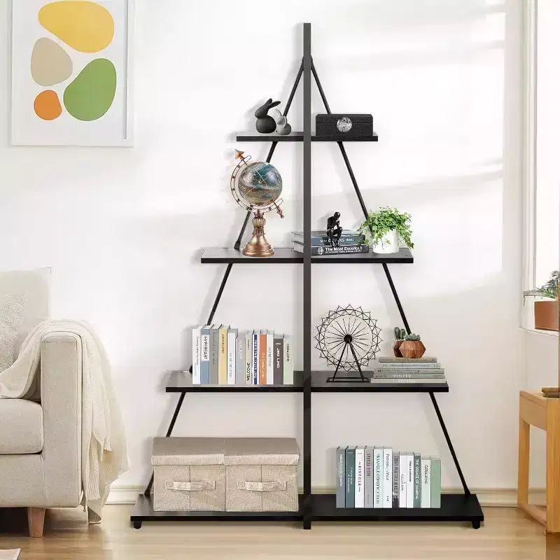 4 Shelf Bookshelf, Sailboat A-Shape Structure, Ladder Display Shelf, Classical Modern Bookshelf Book, For CDs/Books/Films