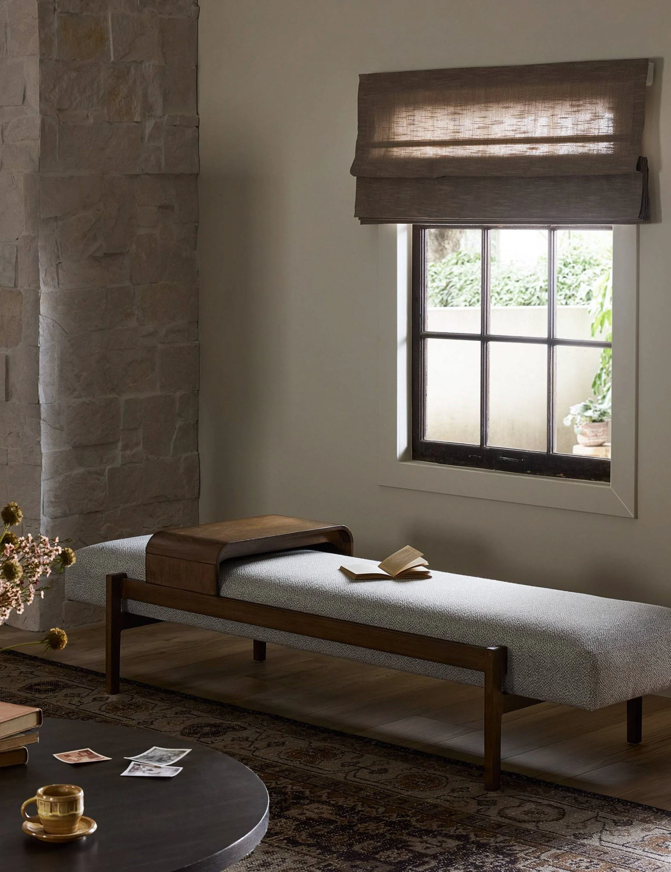 Bench Distinctly modern with a sculptural look, this wooden bench is the perfect artful sment piece for your entryway, living room, or bedroom.