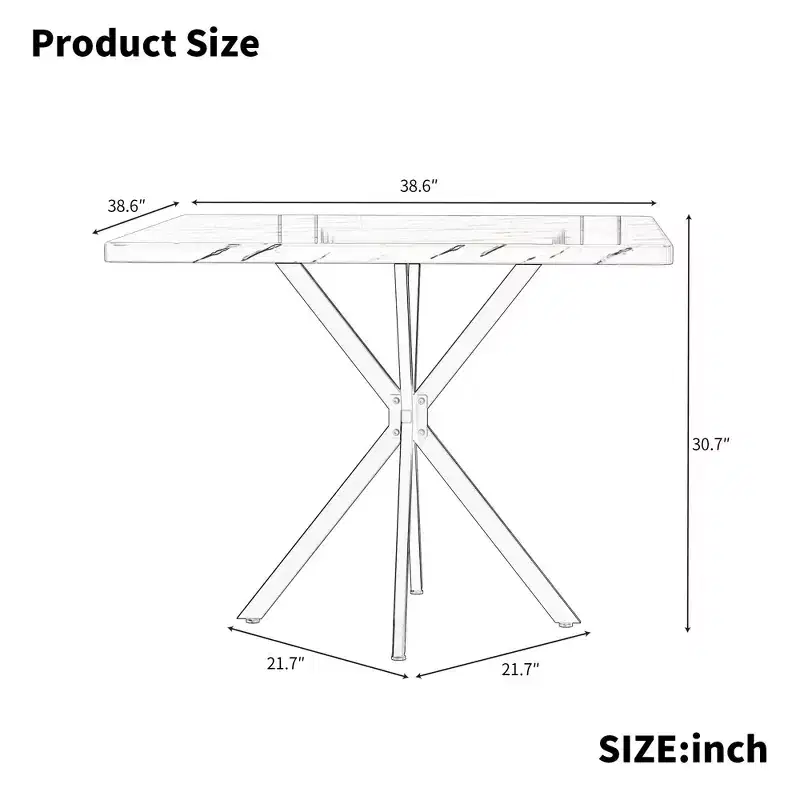 Square Dining Table Modern Dining Table for 4-6 Person, Coffee Table for Kitchen Dining Room, Office