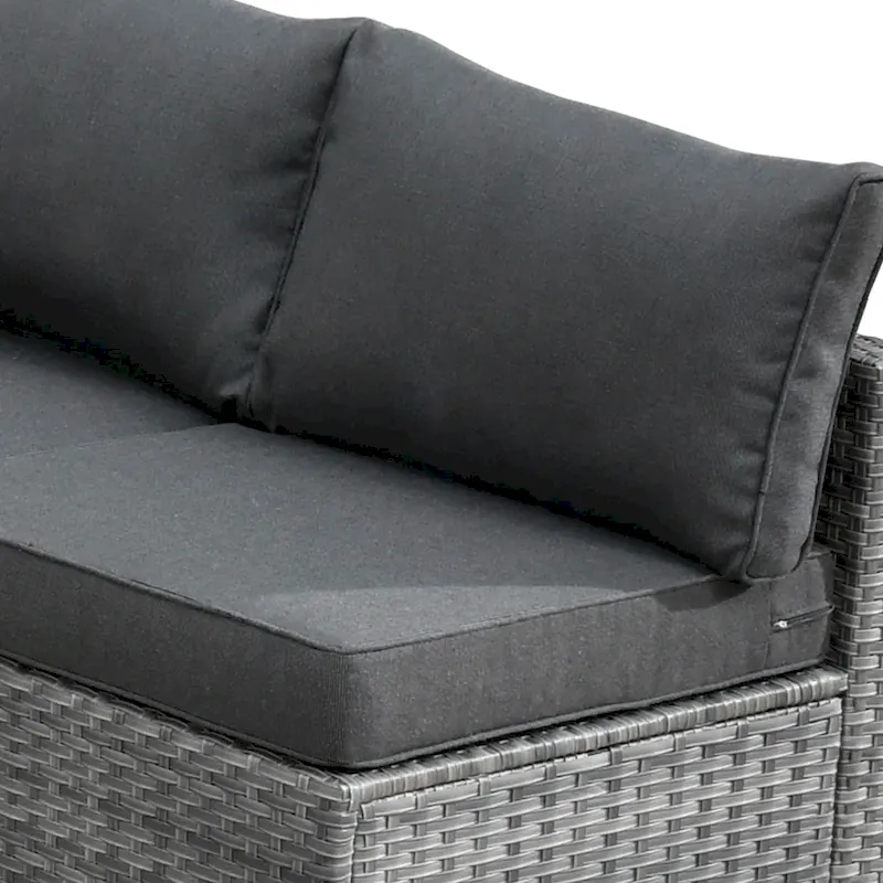 HOOOWOOO 10-piece Grey Rattan Patio Furniture Set with Fire Pit