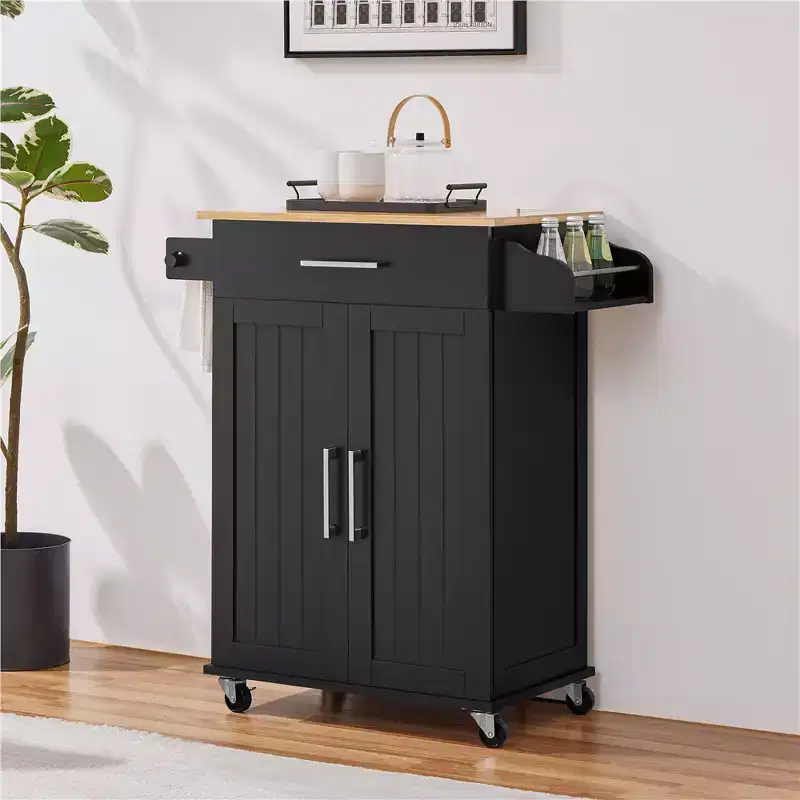 Yaheetech Rolling Kitchen Island Kitchen Cart with Towel Rack & Drawer