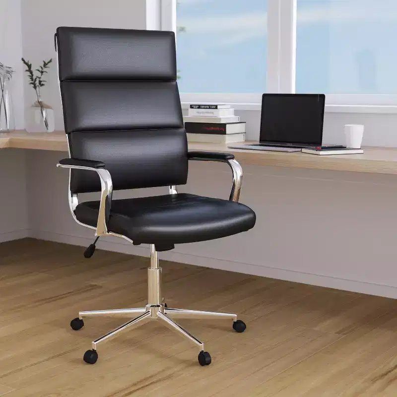 High Panel-Back Ergonomic Office Chair with Padded Metal Arms Executive Swivel Computer Desk Chair
