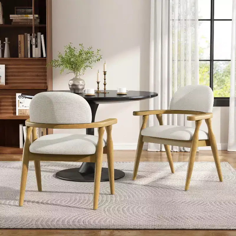 Christopher Knight Home Cedric Farmhouse Rubberwood Upholstered Dining Chairs with Curved Backrest (Set of 2)