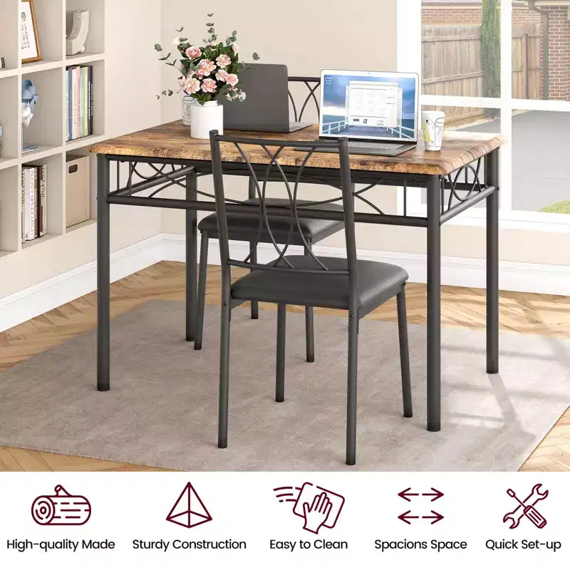 Rectangle Kitchen Table, with 4 Upholstered Chairs