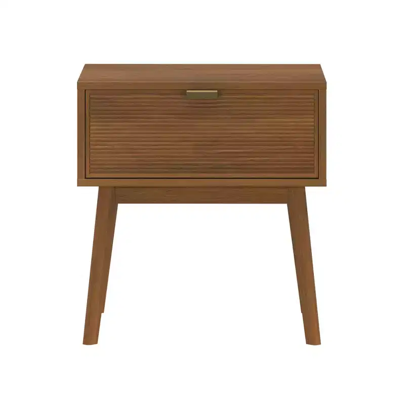 Linea Tambour 1 Drawer Nightstand with Brass Pull