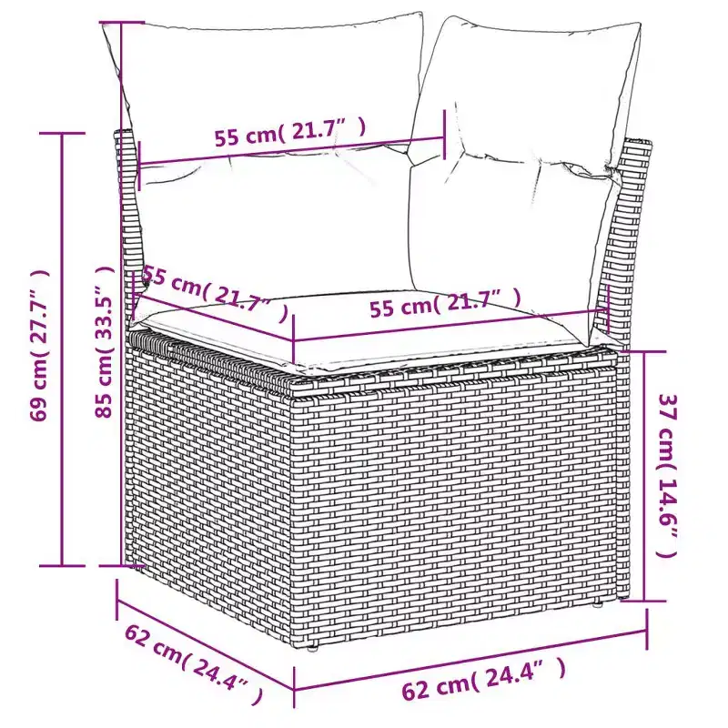 vidaXL 9 Piece Patio Sofa Set with Cushions Black Poly Rattan