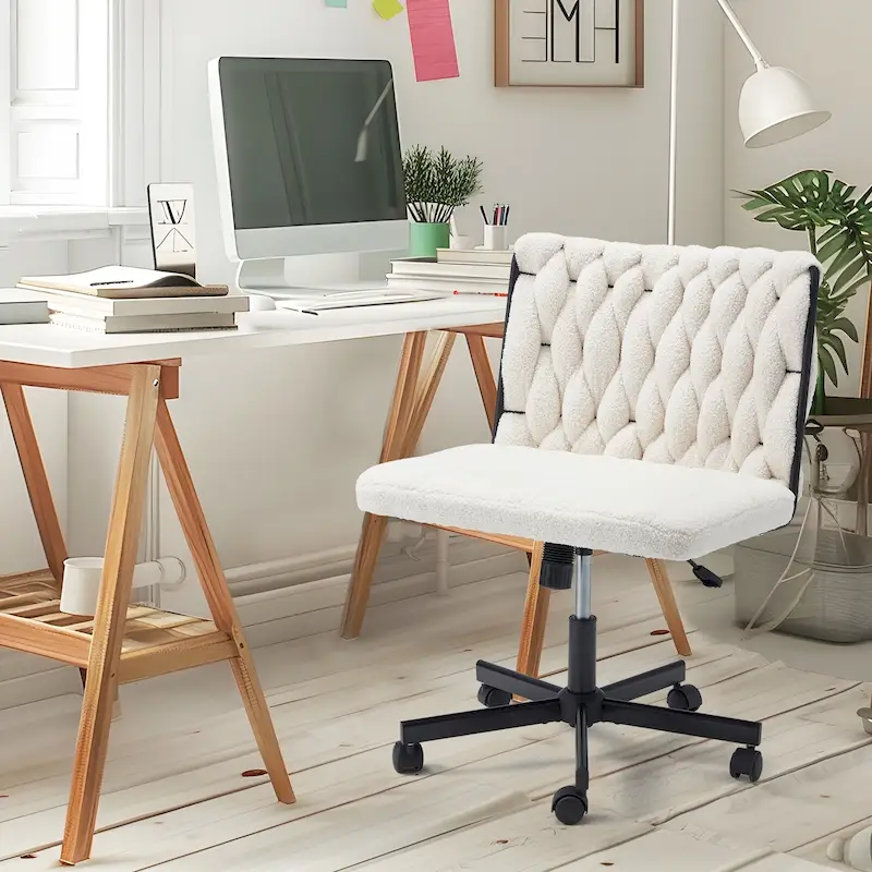 EROMMY Cross Legged Office ChairArmless Criss Cross Chair with WheelsHeight Adjustable for Office, Bedroom, Living Room - N/A