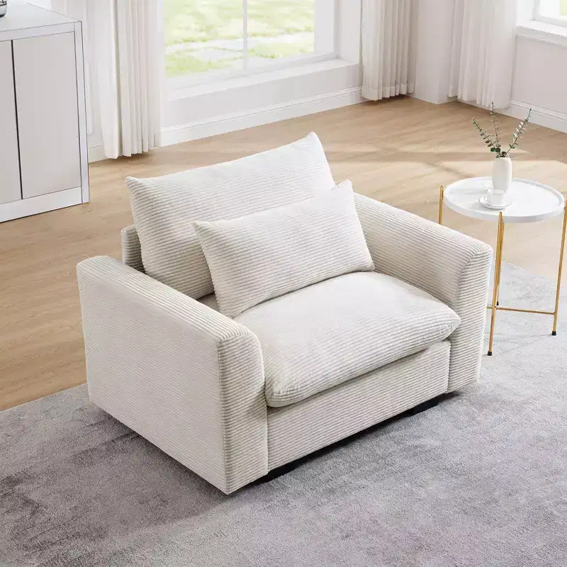 TUYOHW 51 Inch Corduroy Deep Seat Single Sofa with Waist Pillow for Living Room,Office,Apartment
