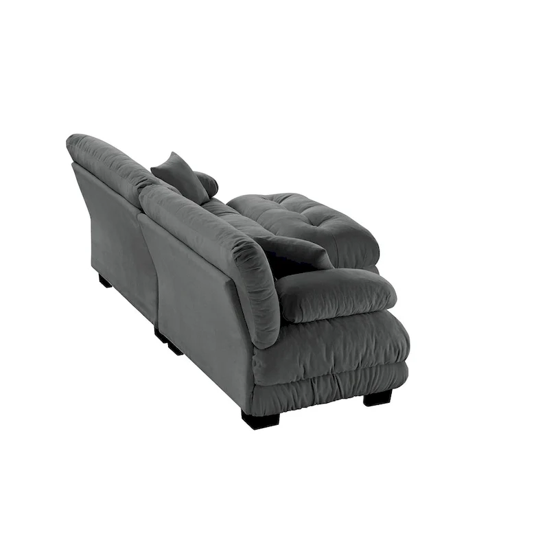 L Shaped Loveseat Sofa Chenille Sectional Couch with Lumbar Pillows