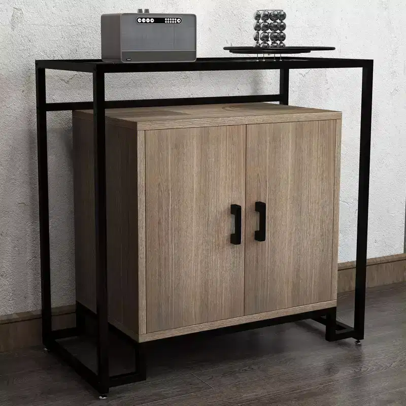 Sideboard Buffet Storage Cabinet, 2 Door Accent Console Table, Steel Frame, for Bedroom, Living Room, Kitchen, Office