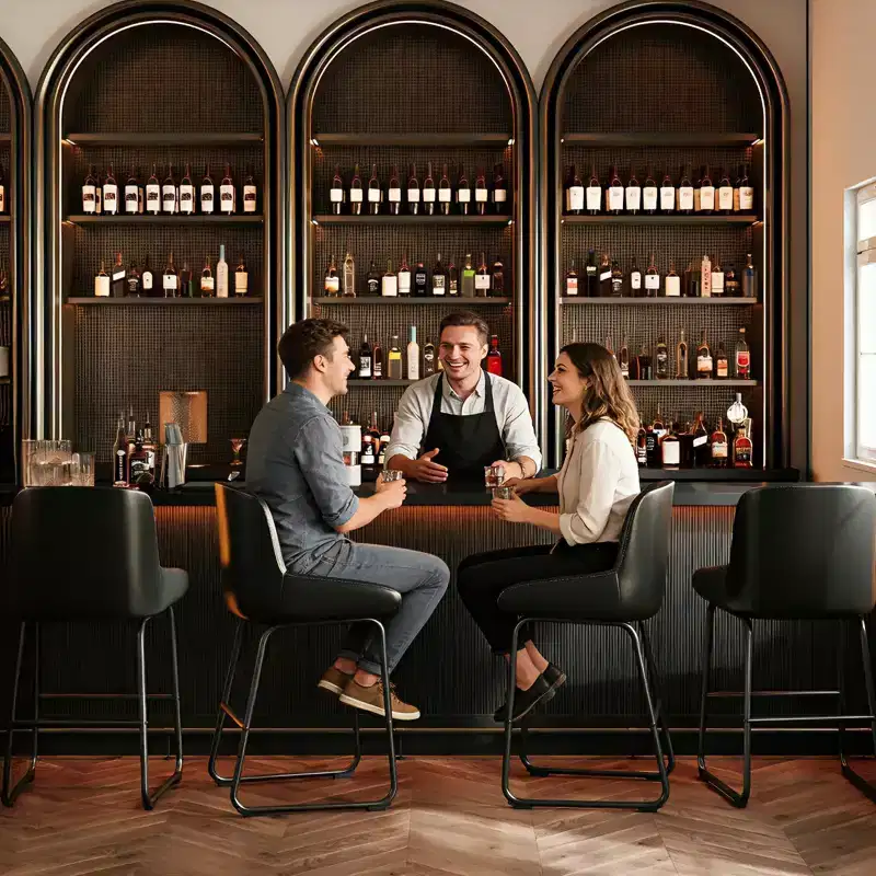 Bar Stools Set of 3, 24 Inch Counter Height Barstools with Back, Modern PU Leather Upholstered Bar Chairs
