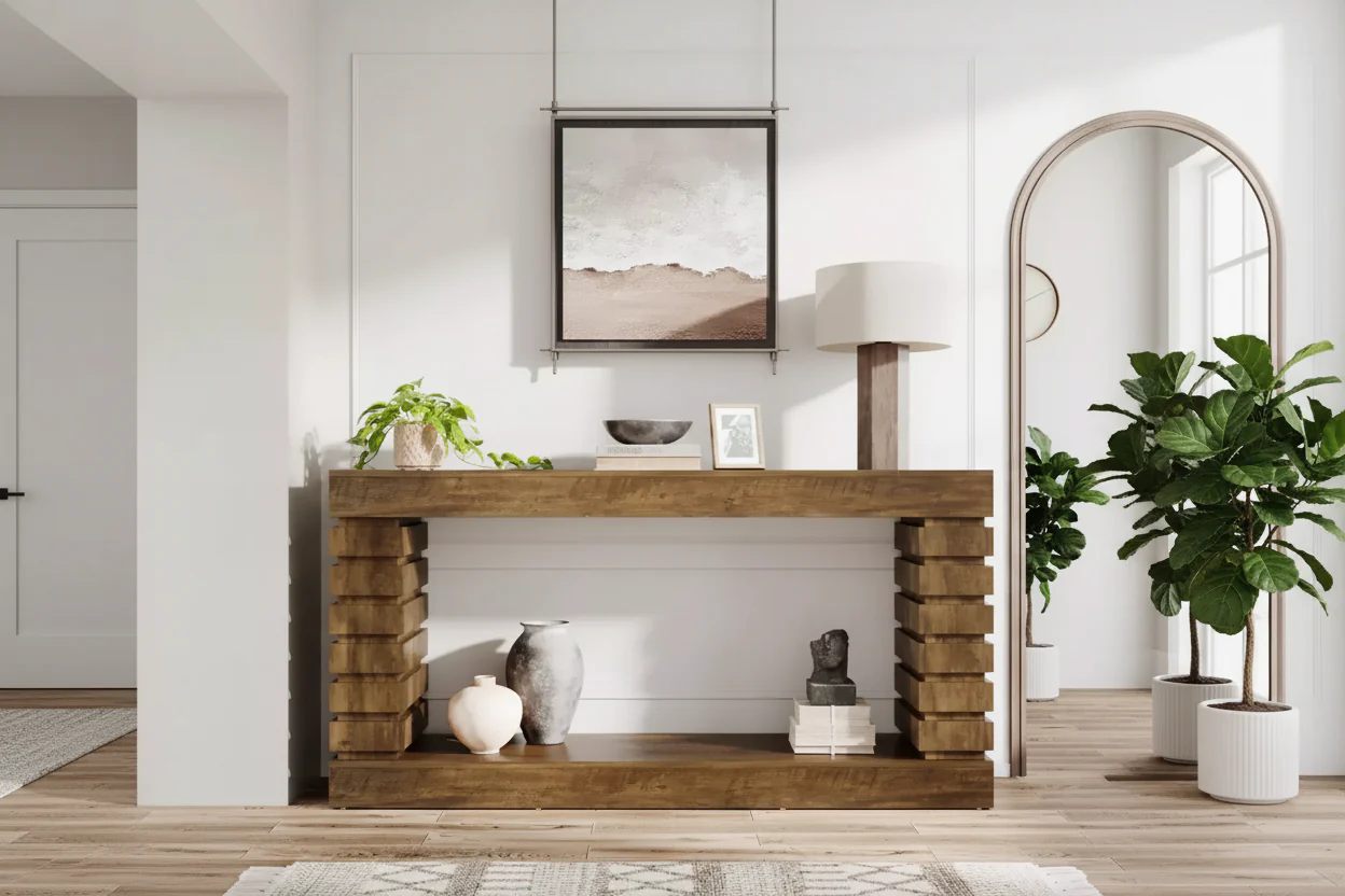 70. 87 Wood Rectangular Console Table