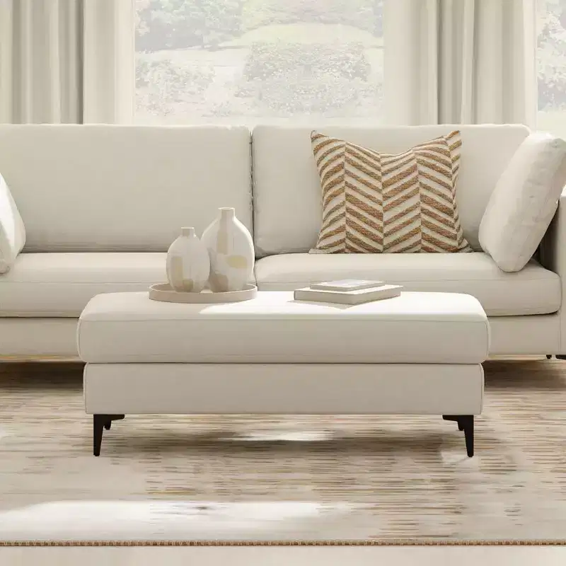 WyndenHall Lana Rectangular Mid-Century Ottoman Bench