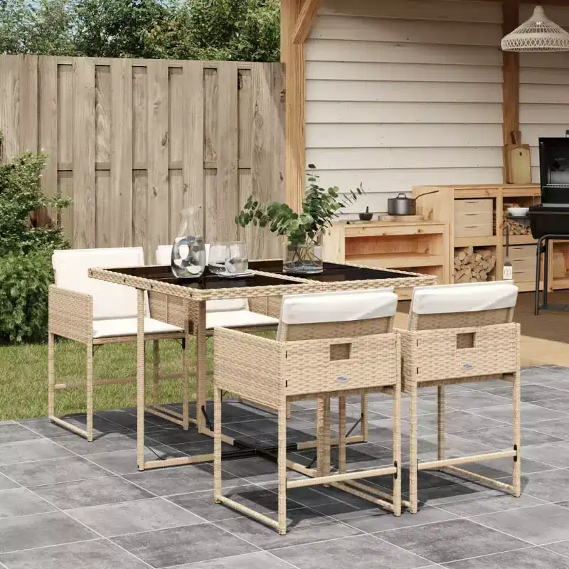 vidaXL Garden Dining Set with Cushions in Various Colors and Materials