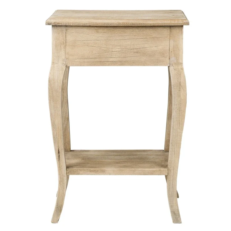 Natural Unfinished Solid Wood Side Table With Drawer by East at Main