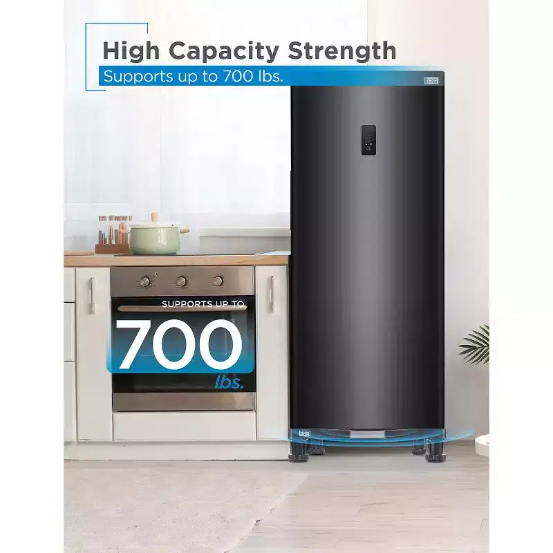 BLACK+DECKER Adjustable Pedestal Stand, Compact 4H Base with Anti-Vibration Pads, Stainless Steel Frame, Supports 700 lbs, BWS16, Black