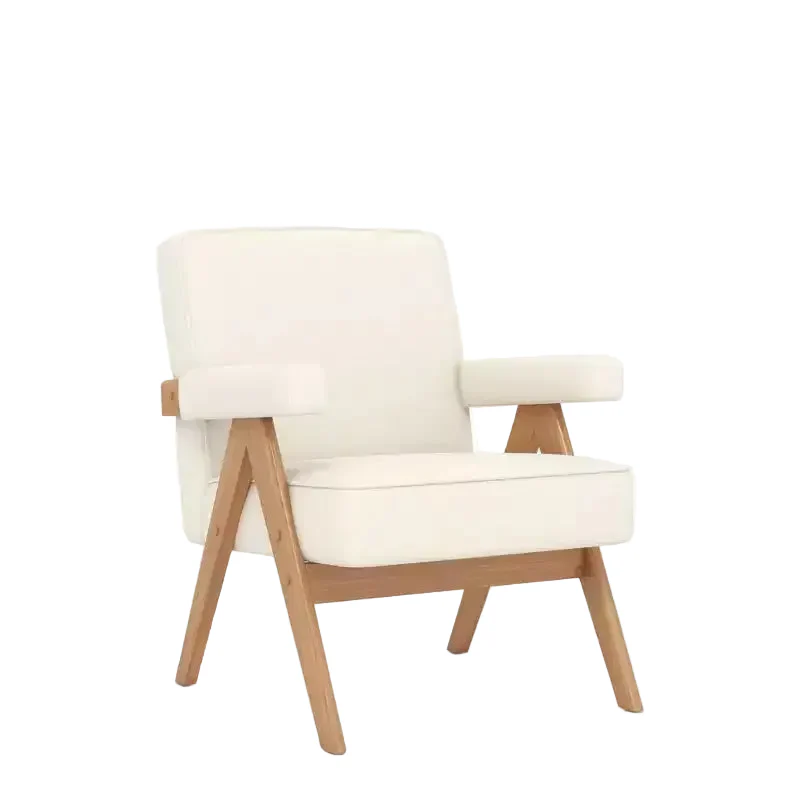 Upholstered Wooden Chair with Handrails