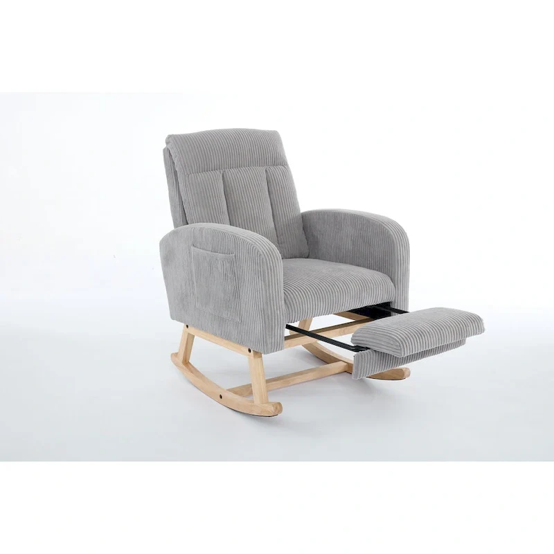 Upholstered Nursery Glider Rocker with Solid Wood Base