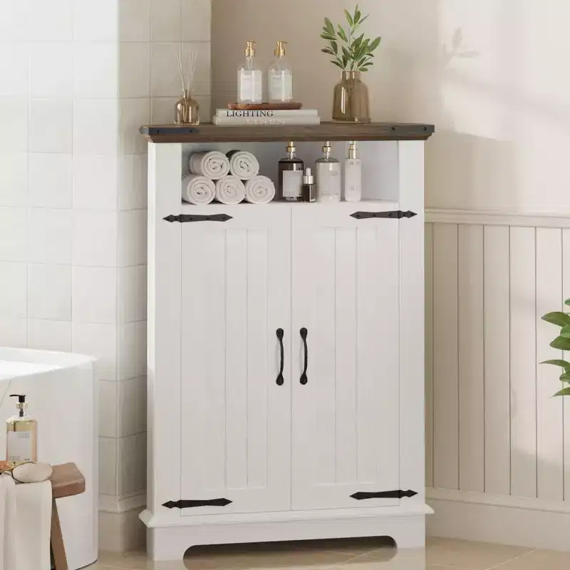 22 Triangle Corner Small Corner Cabinet for Bathroom, Kitchen, Living Room, White