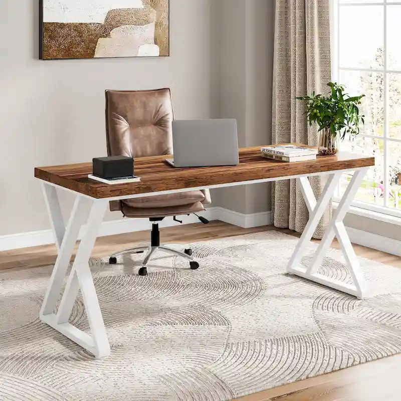 55-Inch Computer Desk with Z-Shape Metal Legs