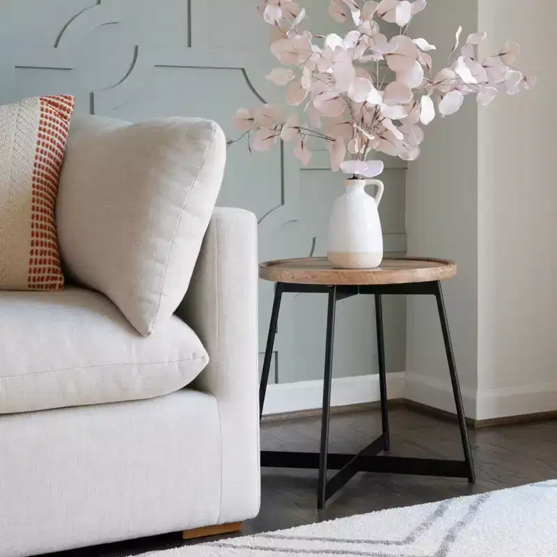 Tyrion Wood and Metal Side Table Natural
