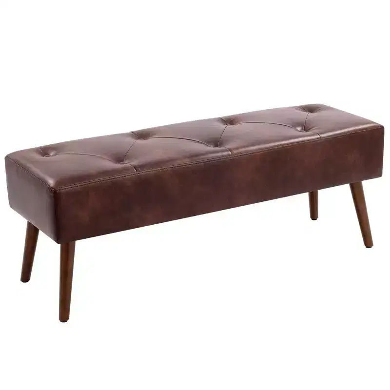 44-Inch Upholstered Ottoman Bench with Wooden Legs