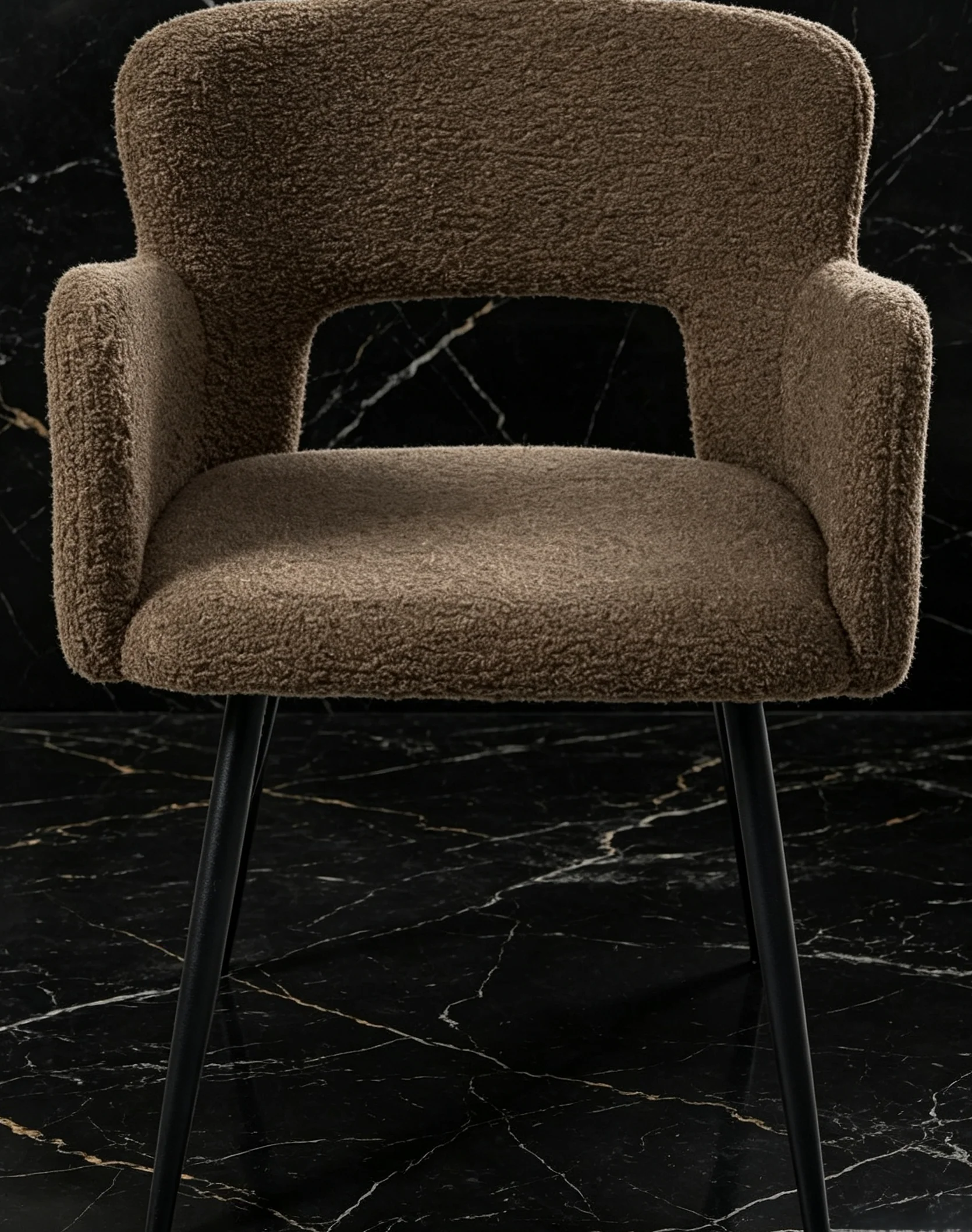 Set di 2 sedie da pranzo Bouclé Marrone