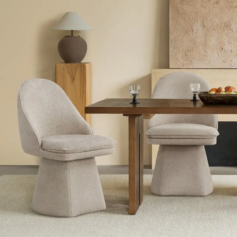Darah Upholstered Swivel Armless Dining Chair Double-layered Cushions