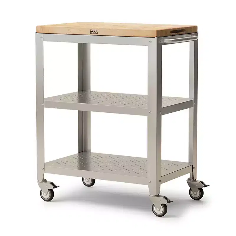 John Boos Cucina Culinarte Kitchen Cart with Removable Maple Wood Cutting Board