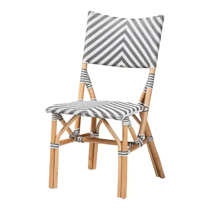 French Bistro Style Rattan Dining Chair with Woven Seat and Curved Back – 18.9