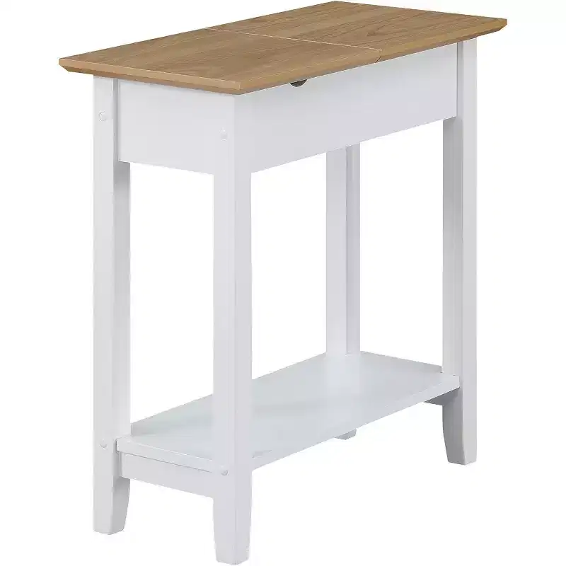 HomeStock Belmont Flip Top End Table with Built-In Charging Station, USB Ports, Power Outlets and Hidden Storage for Living Room Essentials