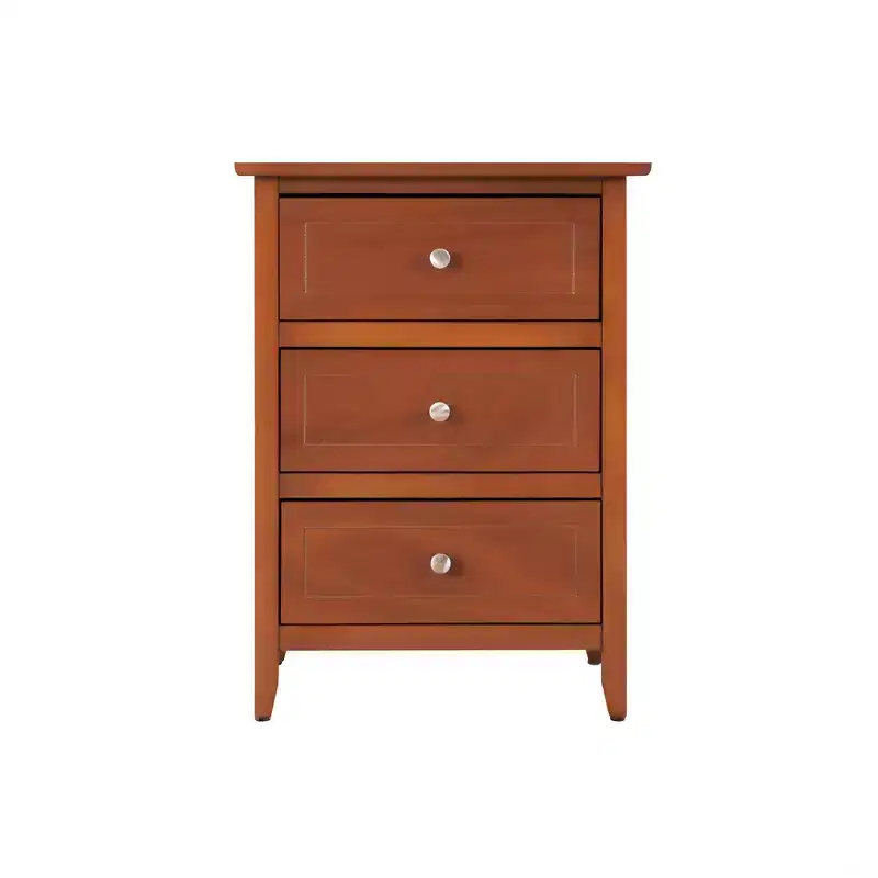 Modern Nightstand 3-Drawer Oak Finish (B078112151)