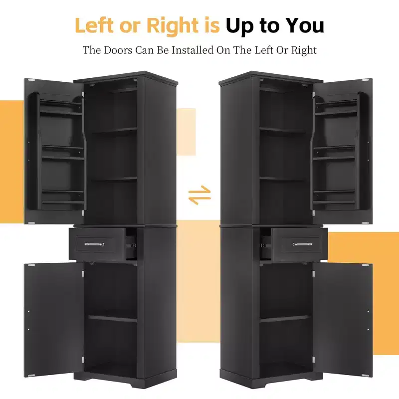 Tall Bathroom Storage Cabinet Freestanding Storage Cabinet with Two Different Size Doors and Adjustable Shelf Door