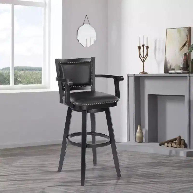 Boraam Broadmoor Extra Tall Swivel Bar Stool Black Finish