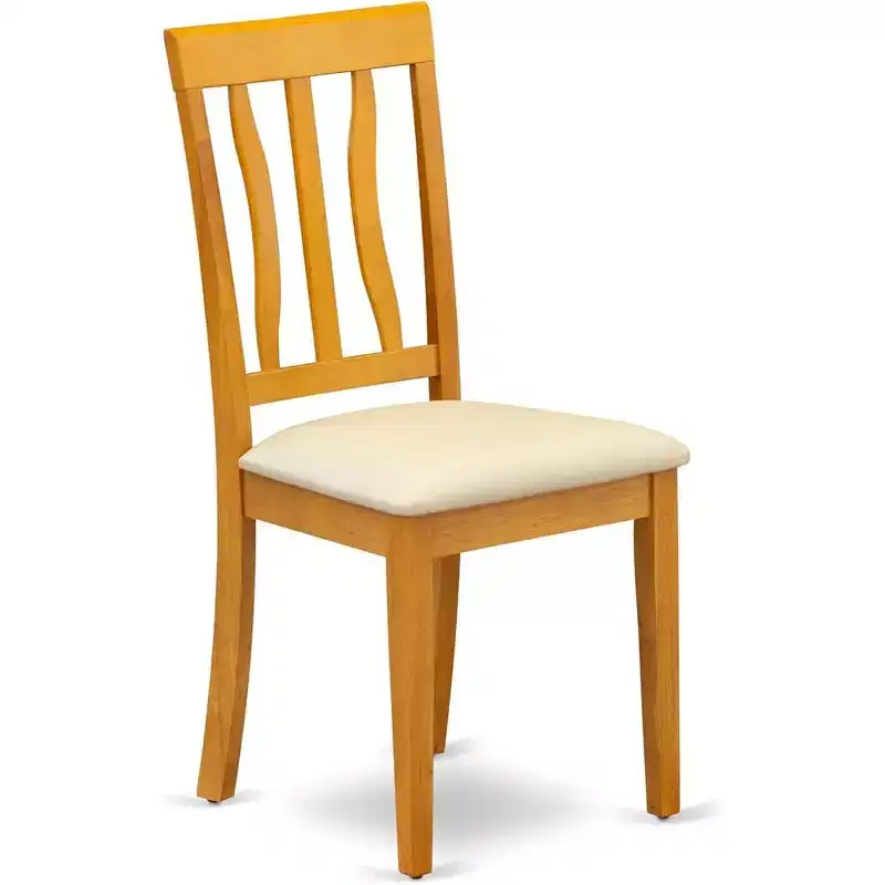 HomeStock Antique Dining Chairs Wooden Seat Slat Back Set of 2