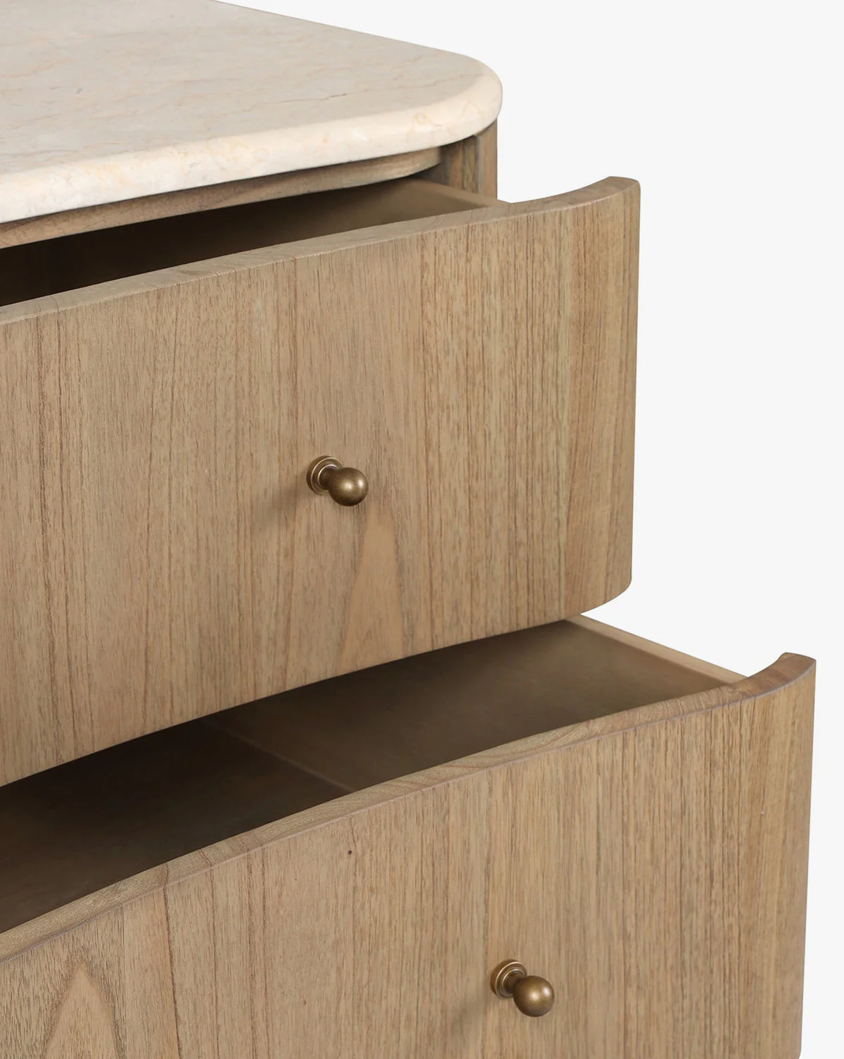 Natural Mindi Wood Chest with Marbled Surface & Six Drawers for Bedroom