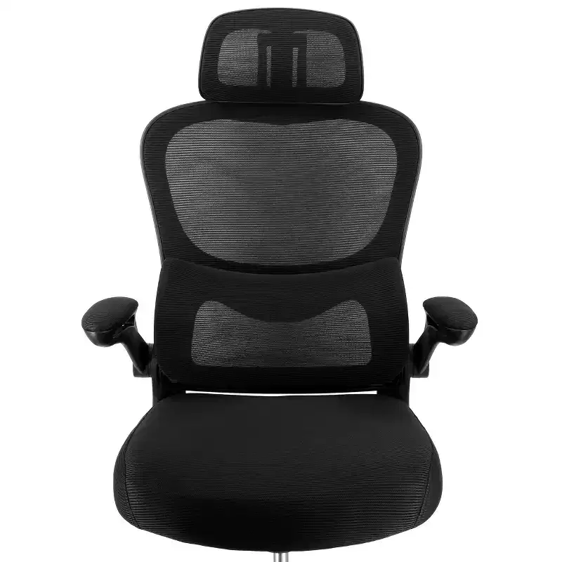 Elama High Back Adjustable Mesh and Fabric Office Chair with Metal Base and Adjustable Head Rest