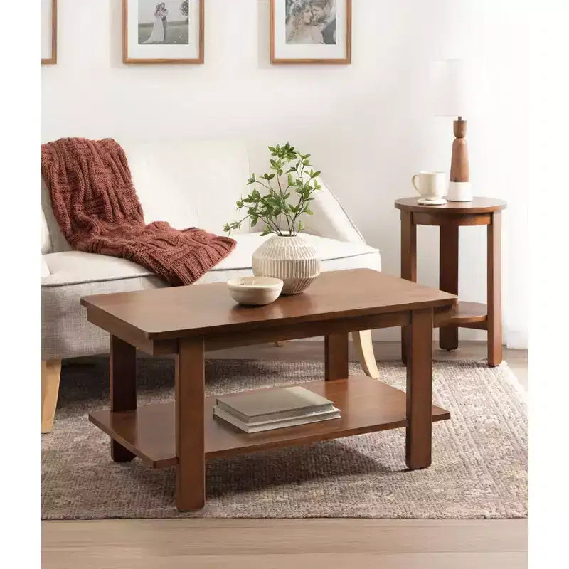 Wood Two-Tier Coffee Table 36''W x 20''D x 18.5''H