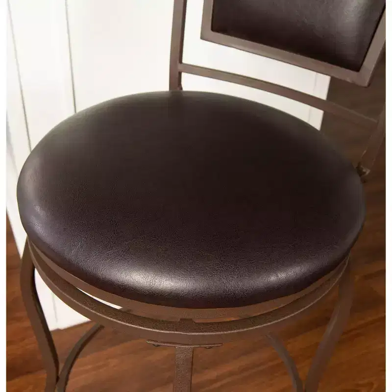 Linon 3pc Teagan Adjustable Stool Set Dark Brown: Upholstered, Powder-Coated, Kitchen Island Seating