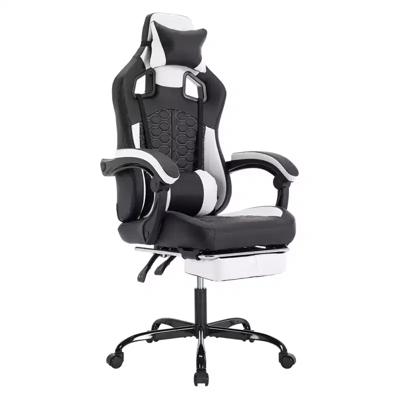 Swivel Gaming Chair Office Chairs with Wheels,Reclining Back,Adjustable Seat Height&Footrest,Ergonomics Video Game Chairs,300lbs Max