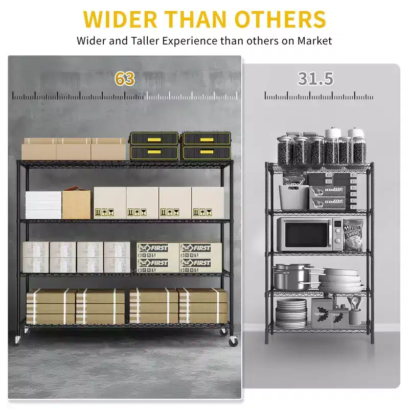 Black 4-Tier Adjustable Tier Spacing With Adjustable Casters