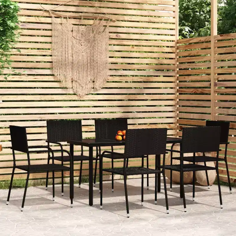 vidaXL Garden Dining Set - Black 55.1 Table Length 6 Items