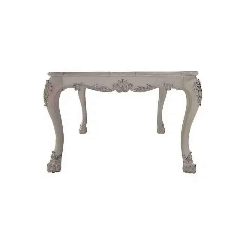 55" Dresden Dining Table Bone White Finish : Square, 8-Seater, Resin Frame