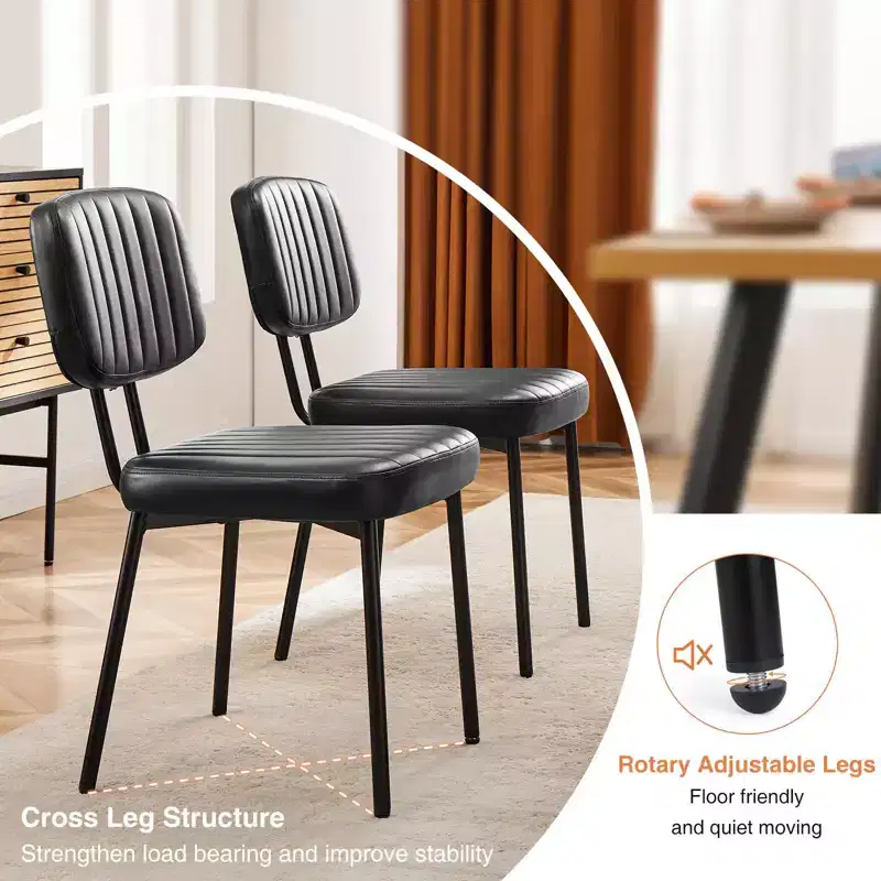 Okak Faux Leather Upholstered Cushion Small Dining Chair with Metal Frame,Set of 2 Accent Dining Chairs for Dining Room,Kitchen
