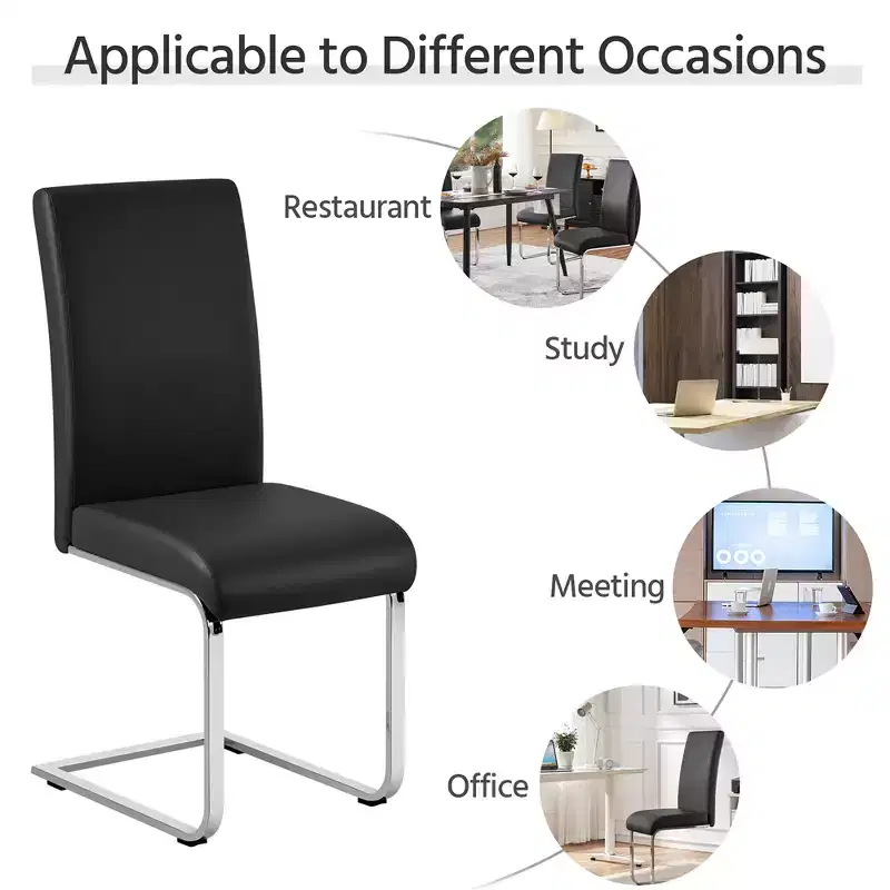 Yaheetech Set of 4 Faux Leather Dining Chairs with Metal Legs